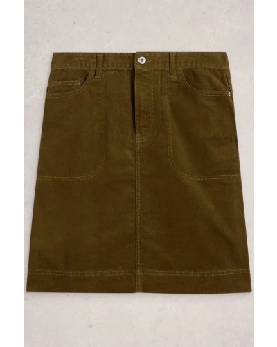 White Stuff Tia cord midi skirt khaki groen