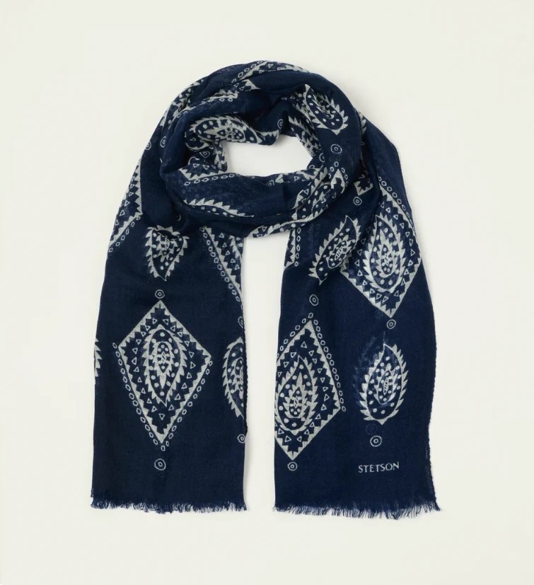 Stetson Summer scarf paisley 2 navy/gunmetal