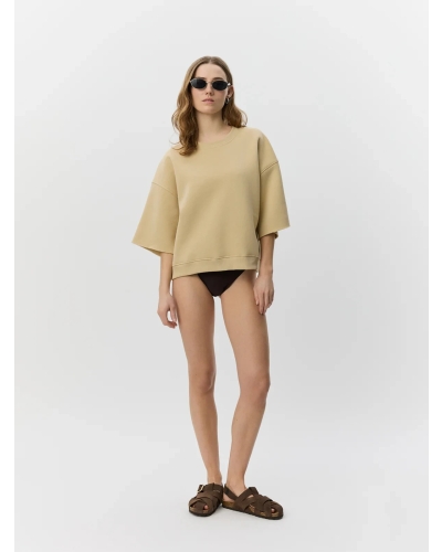 Sofie Schnoor Eloise short sleeve sweat shirt pale khaki