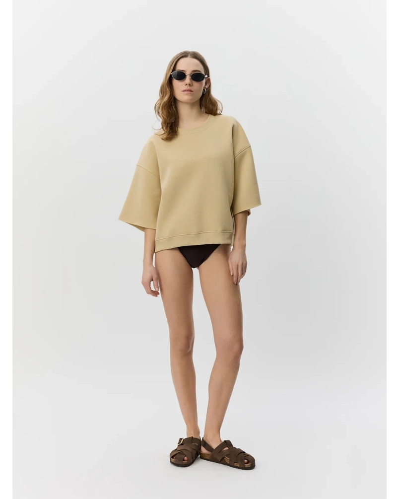 Sofie Schnoor Eloise short sleeve sweat shirt pale khaki