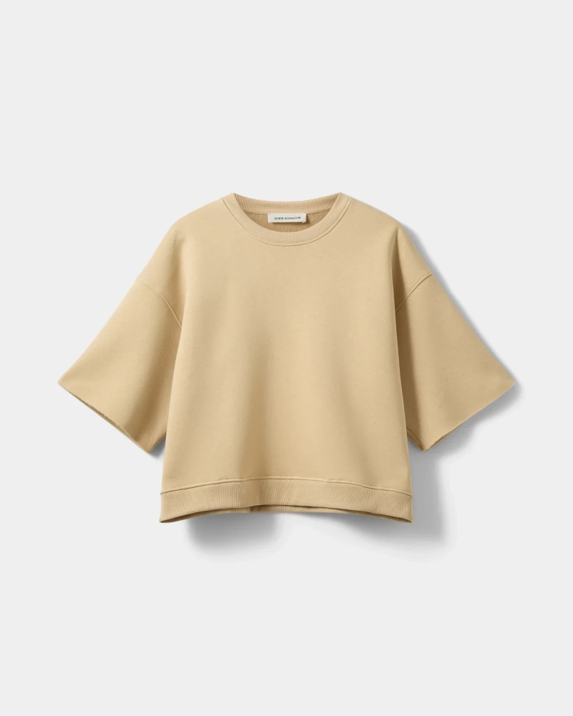 Sofie Schnoor Eloise short sleeve sweat shirt pale khaki