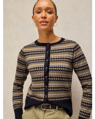 White Stuff Lois fairisle cardi navy multi