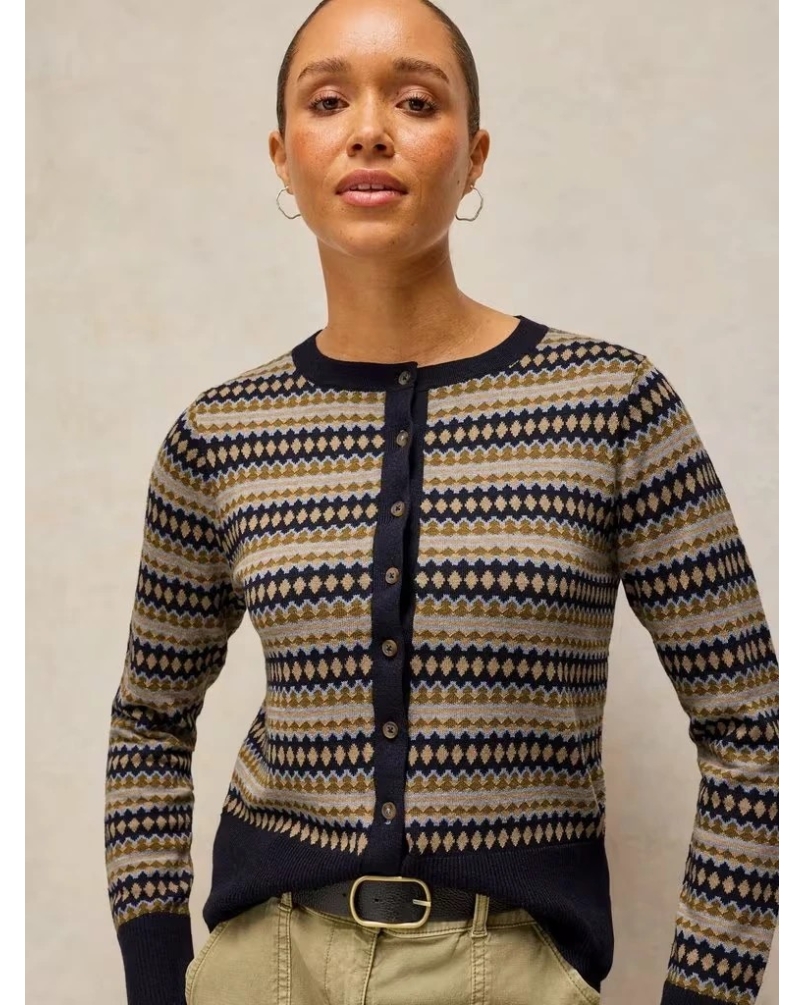 White Stuff Lois fairisle cardi navy multi