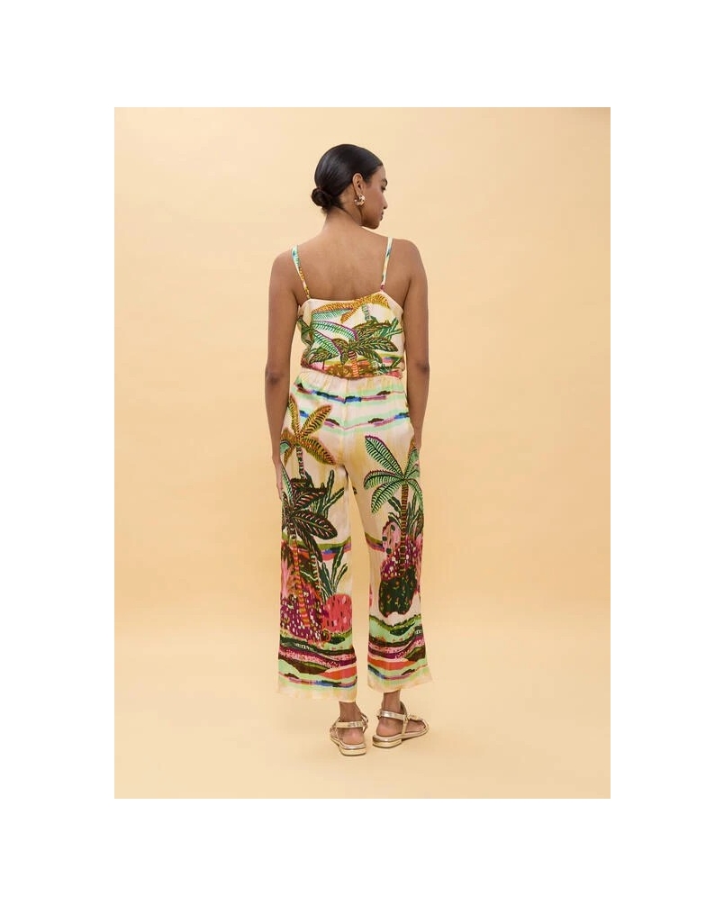 Lola Casademunt Palm tree print camisole top ecru/multicolor