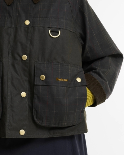 Barbour Icons tartan quilted spey wax jacket olive/classic