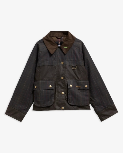 Barbour Icons tartan quilted spey wax jacket olive/classic