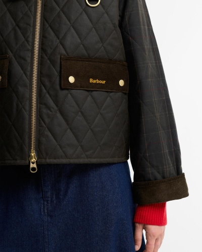 Barbour Icons tartan quilted spey wax jacket olive/classic