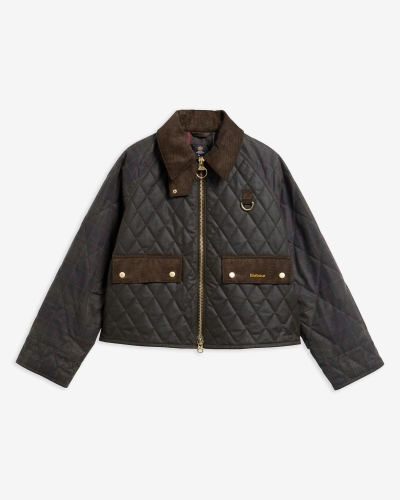 Barbour Icons tartan quilted spey wax jacket olive/classic