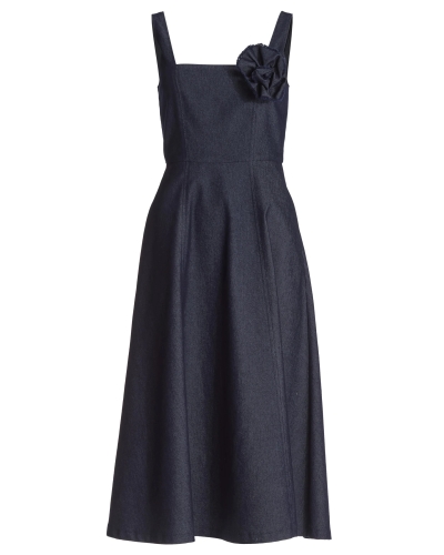 Swing dark denim midi dress navy
