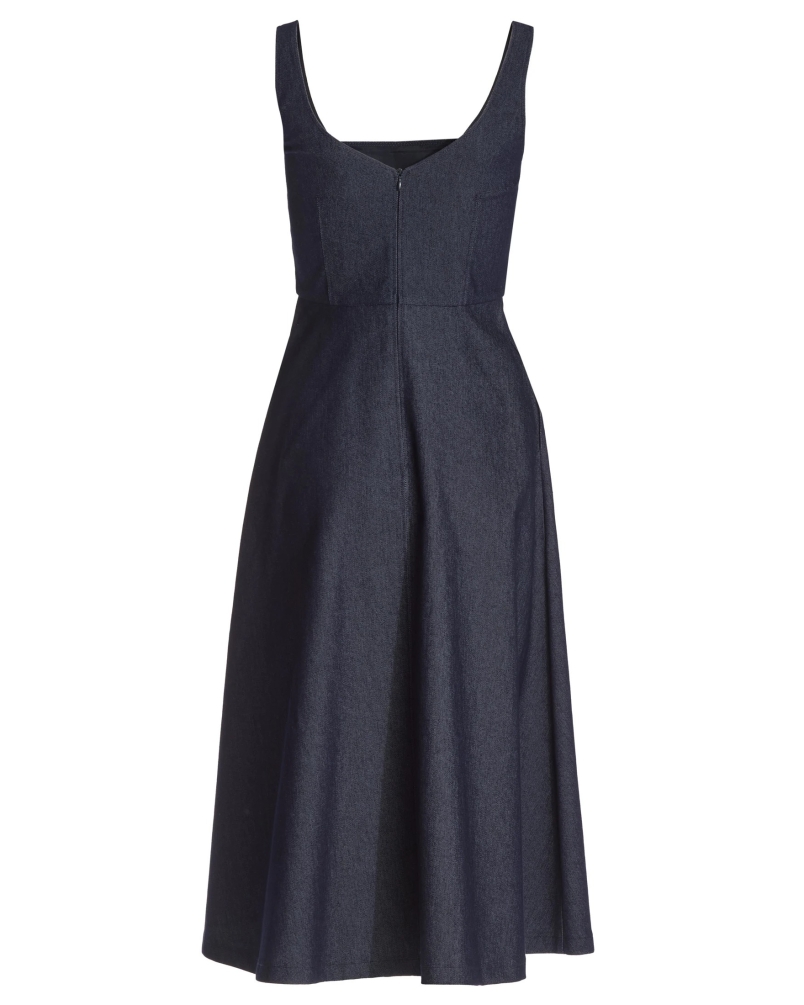 Swing dark denim midi dress navy