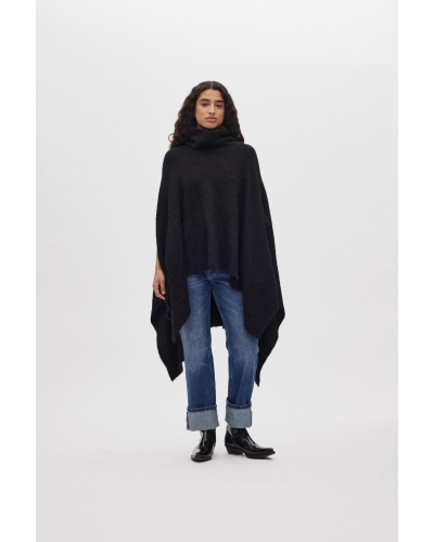 Rabens Saloner Dede - Fluffy knit poncho black