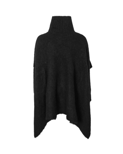 Rabens Saloner Dede - Fluffy knit poncho black