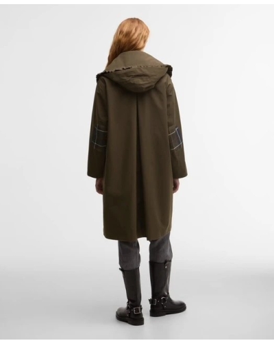 Barbour x GANNI waterproof parka jacket olive/classic tartan