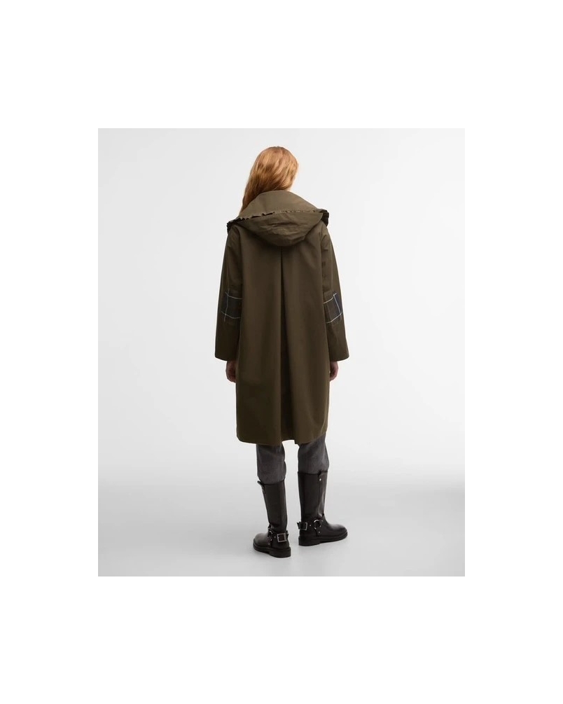 Barbour x GANNI waterproof parka jacket olive/classic tartan