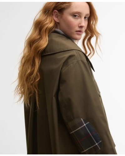 Barbour x GANNI waterproof parka jacket olive/classic tartan
