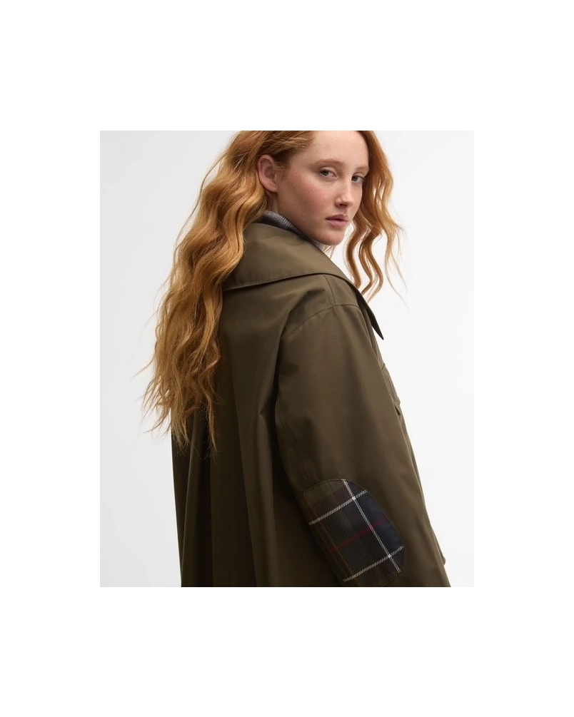 Barbour x GANNI waterproof parka jacket olive/classic tartan