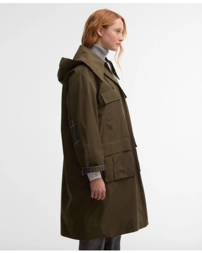 Barbour x GANNI waterproof parka jacket olive/classic tartan