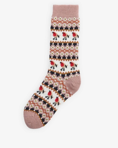 Barbour Robin fair isle sock pink