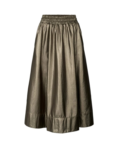 OTTAVIA FOILED RIPSTOP FULL SKIRT metallic olive