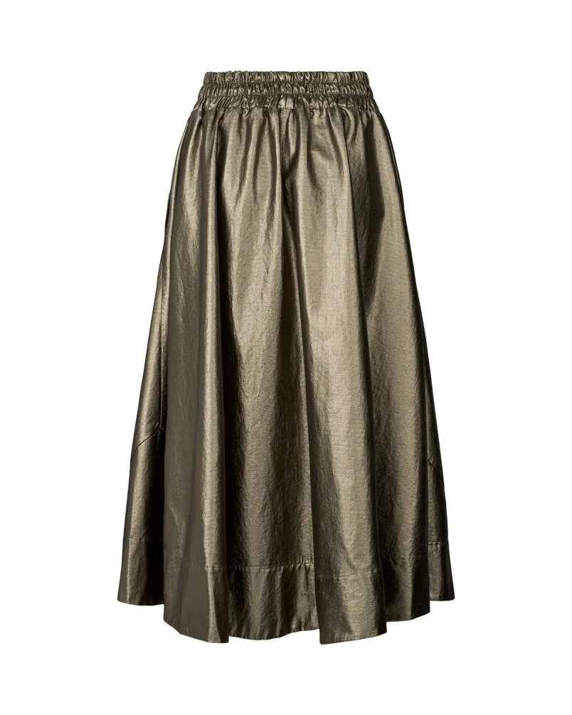 OTTAVIA FOILED RIPSTOP FULL SKIRT metallic olive
