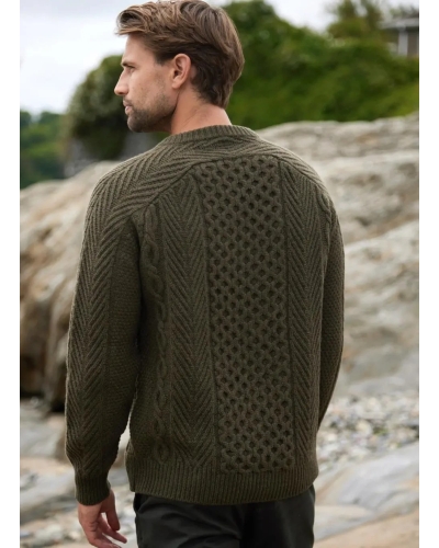 Fisherman Aran sweater olive