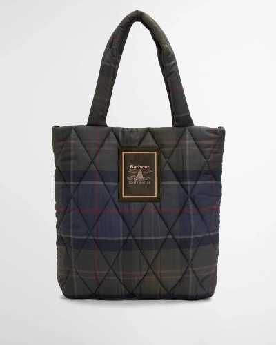 Barbour Tartan Arlene quilted tote bag tn43 shadow classic tartan