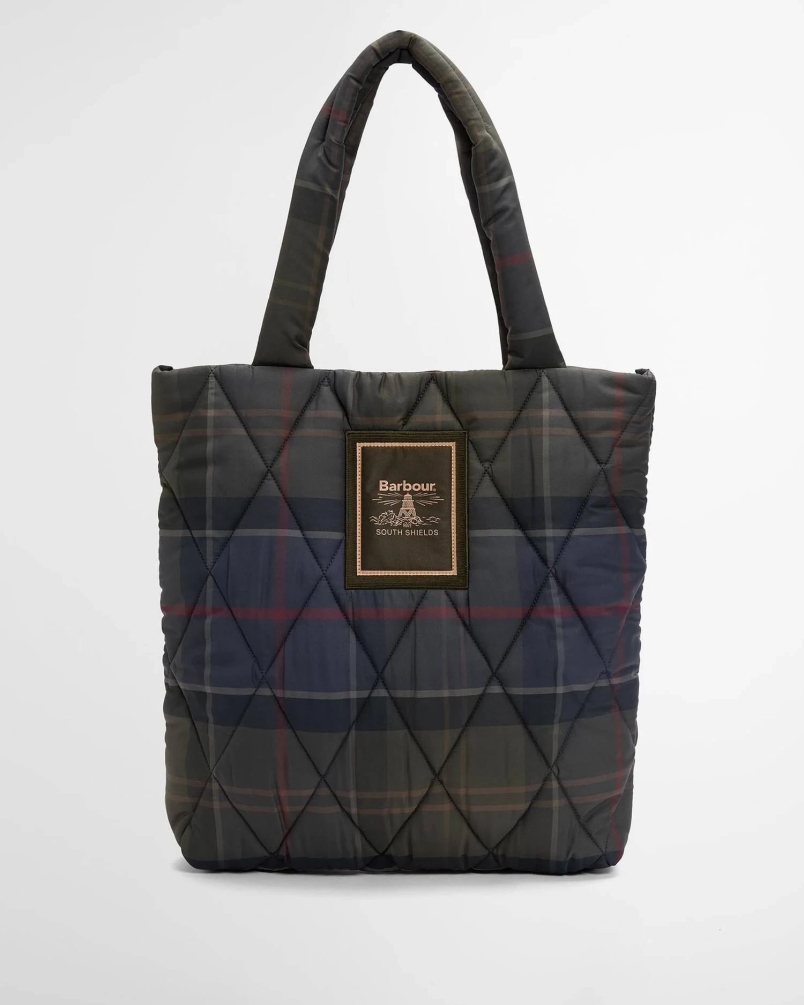 Barbour Tartan Arlene quilted tote bag tn43 shadow classic tartan