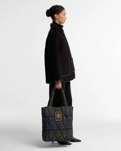 Barbour Tartan Arlene quilted tote bag tn43 shadow classic tartan