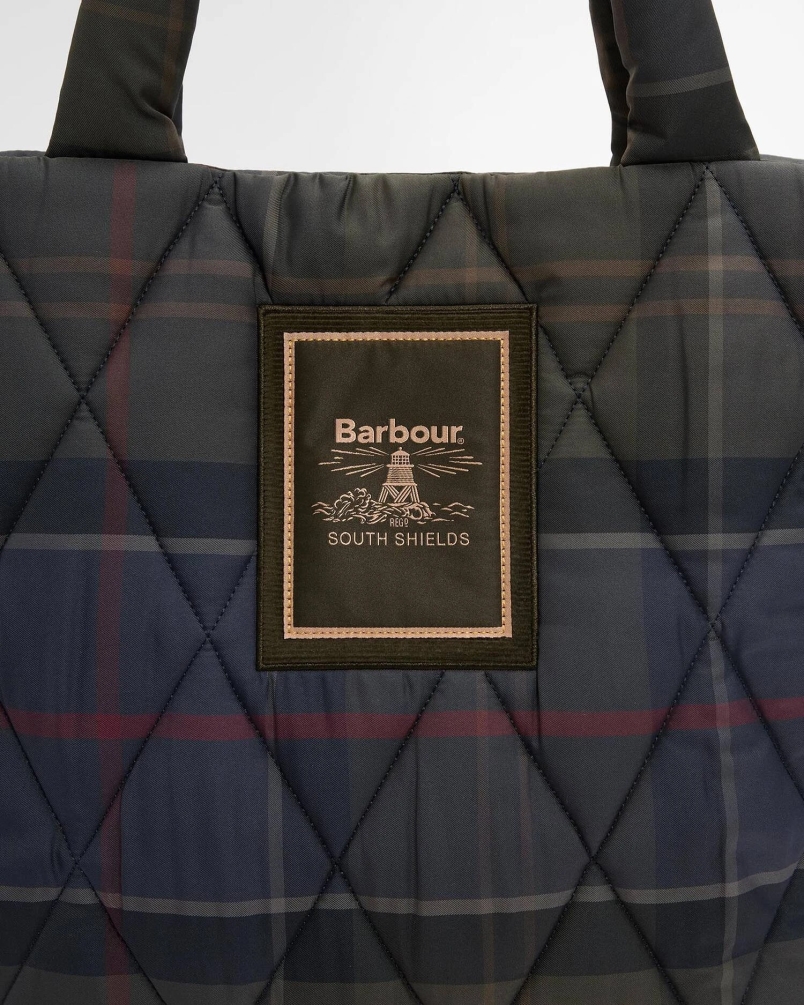 Barbour Tartan Arlene quilted tote bag tn43 shadow classic tartan