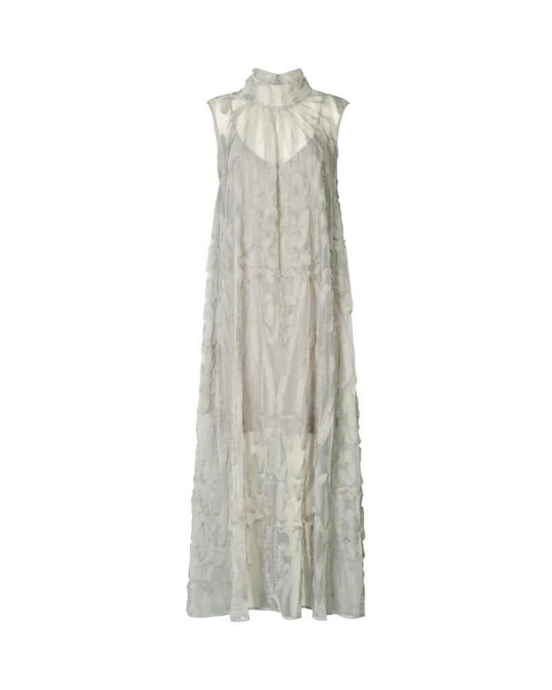 Rabens Saloner Allison splash long dress silver grey