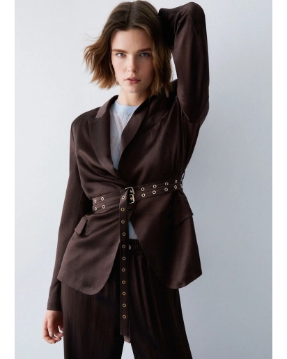 LIU.JO Liu Jo Satin blazer with belt chocolate