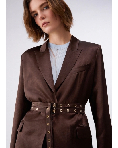 LIU.JO Liu Jo Satin blazer with belt chocolate