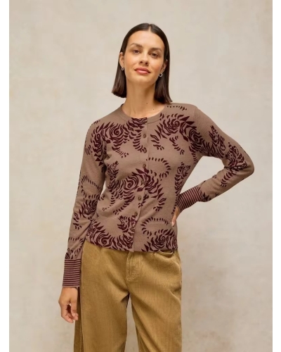 White Stuff Lois print cardigan nat mlt