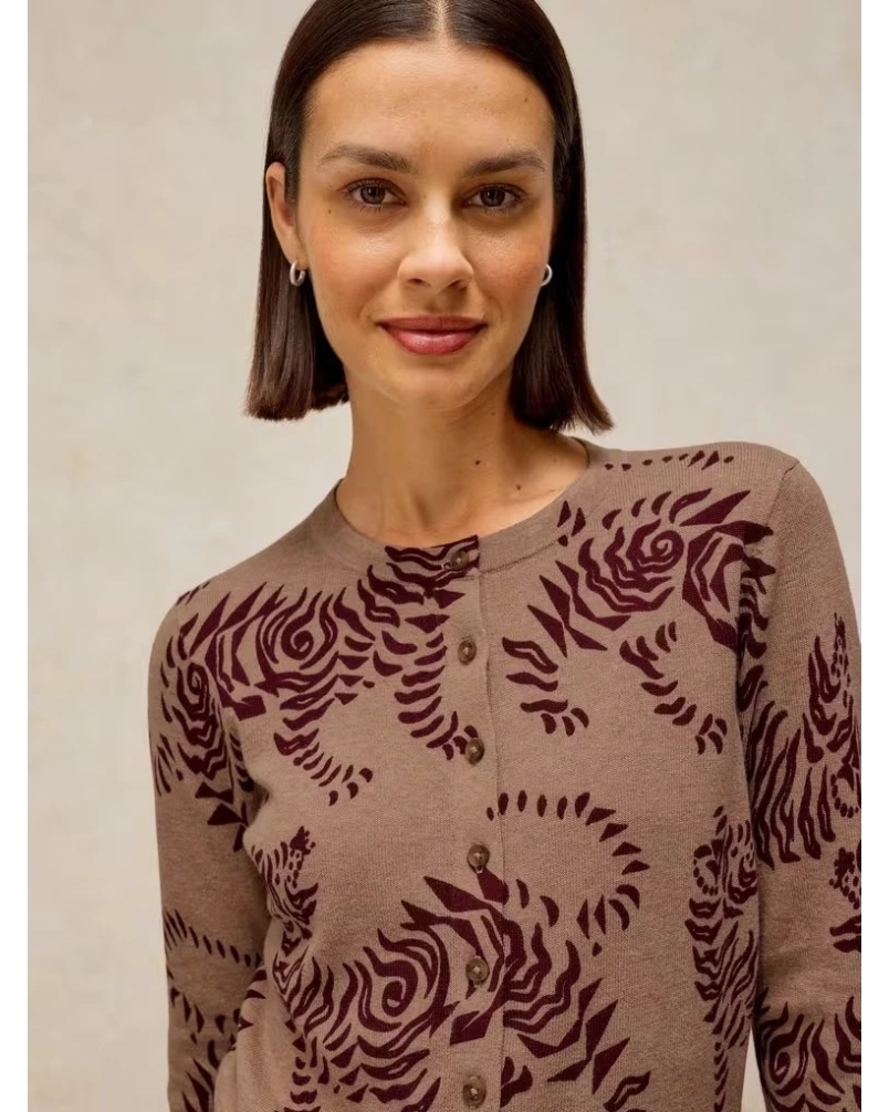 White Stuff Lois print cardigan nat mlt