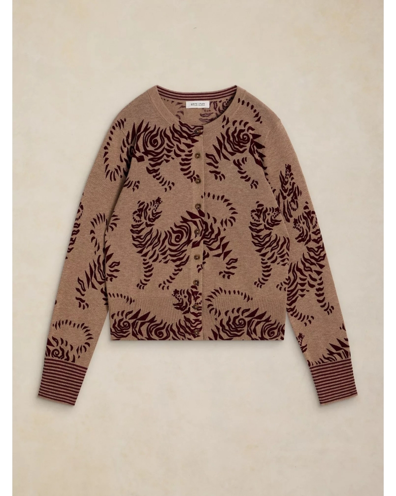 White Stuff Lois print cardigan nat mlt