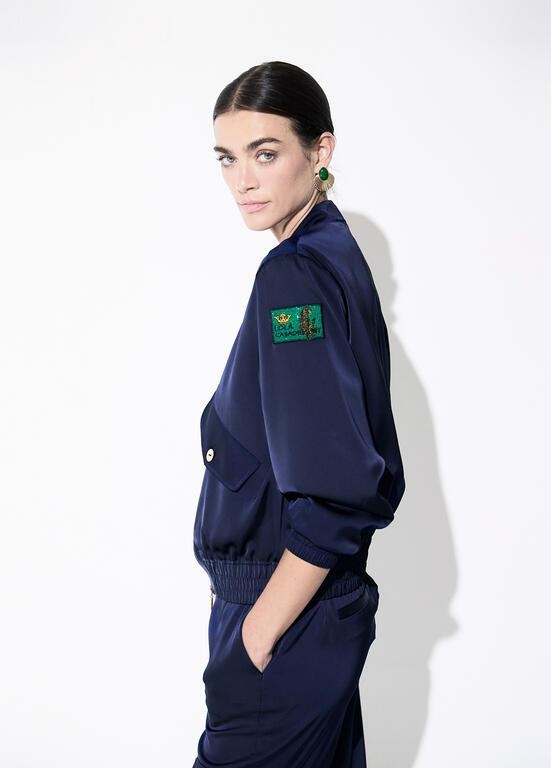 Lola Casademunt Satin bomber navy