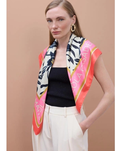 LOLA CASADEMUNT Lola Casademunt Satin scarf with floral and bird print