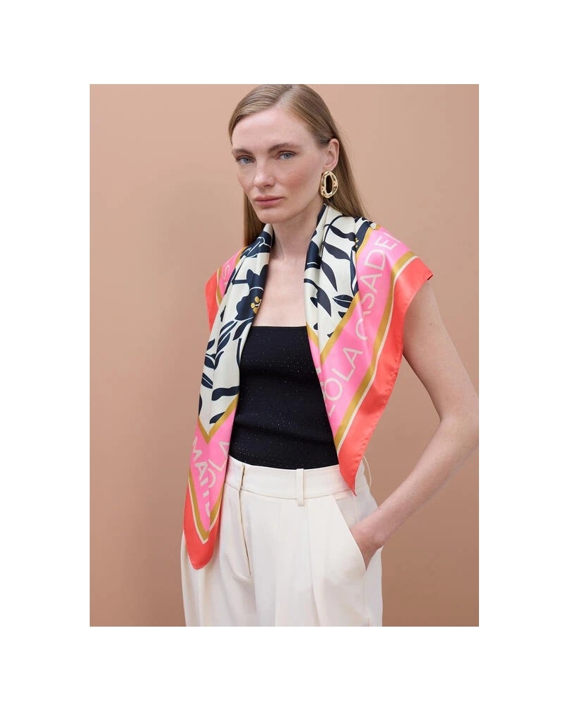Lola Casademunt Satin scarf with floral and bird print 20z
