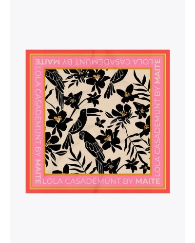 Lola Casademunt Satin scarf with floral and bird print 20z