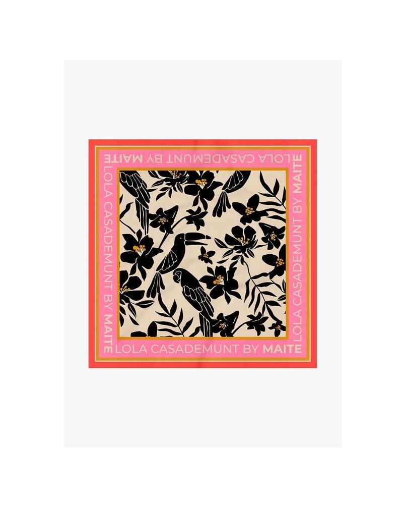 Lola Casademunt Satin scarf with floral and bird print 20z