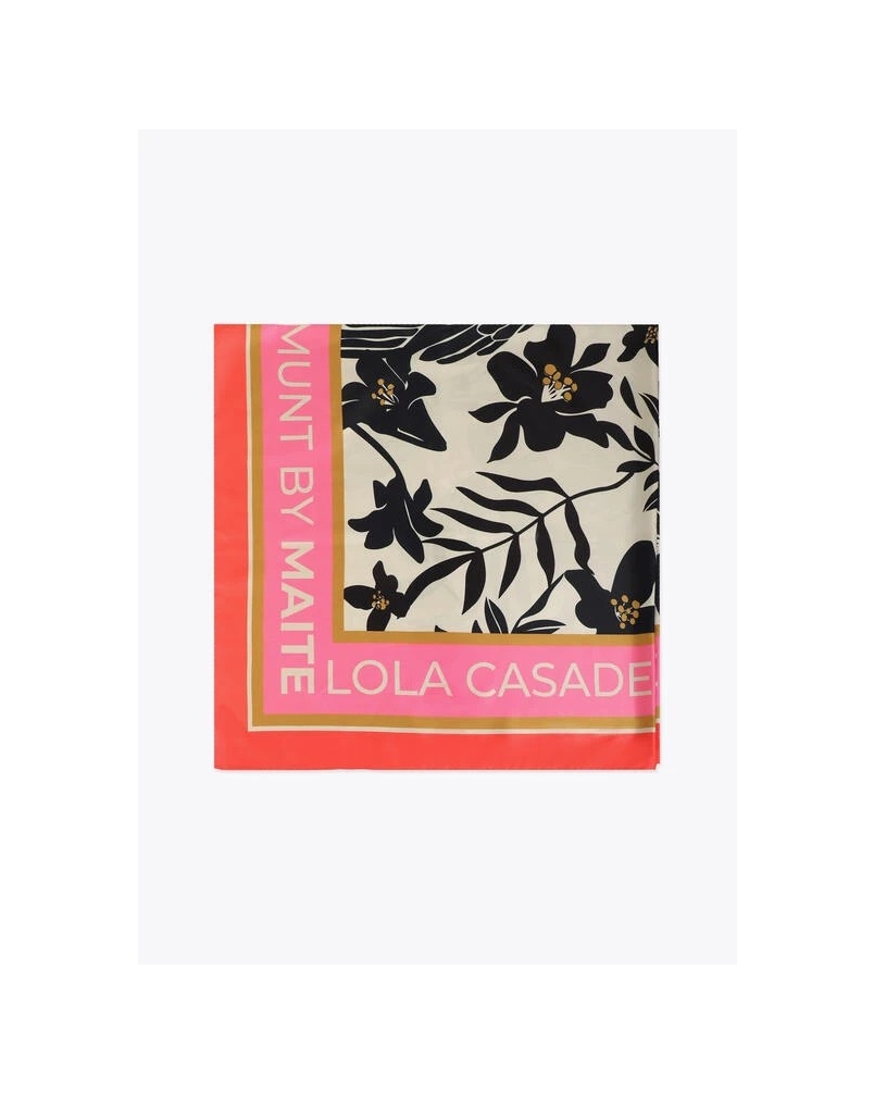 Lola Casademunt Satin scarf with floral and bird print 20z
