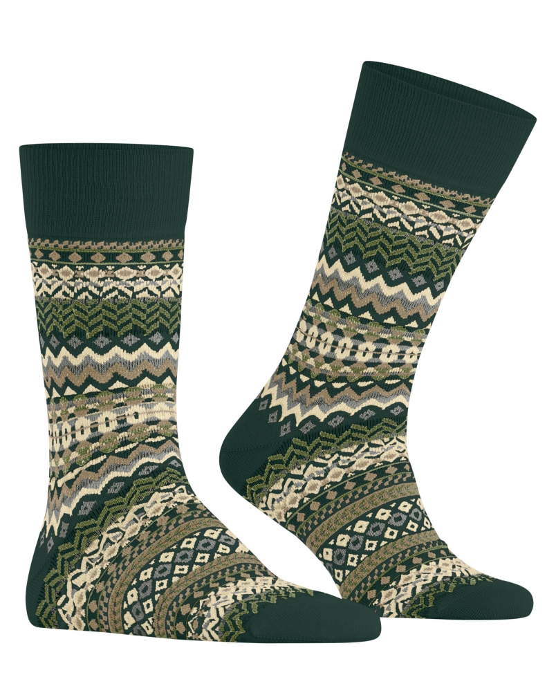 Burlington Fair Isle heren sokken forest