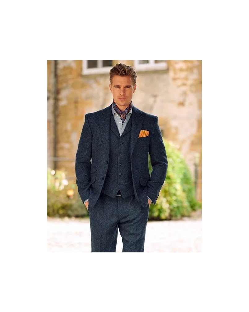 Wellington of Bilmore London blue herringbone