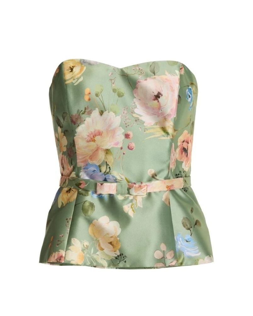 Swing Corset top with belt pistachio green/multi