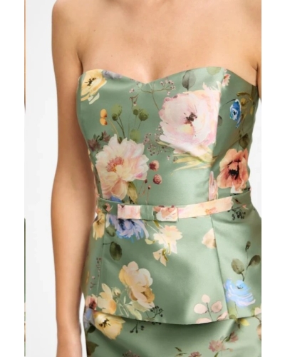 Swing Corset top with belt pistachio green/multi
