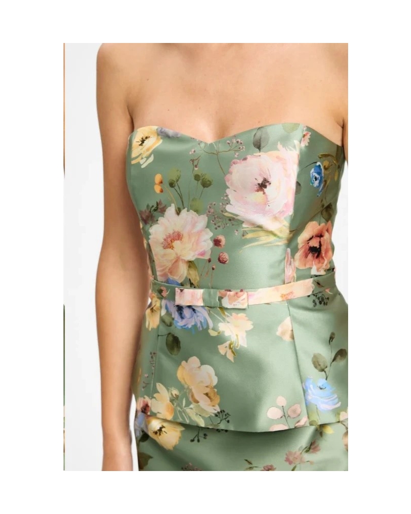 Swing Corset top with belt pistachio green/multi