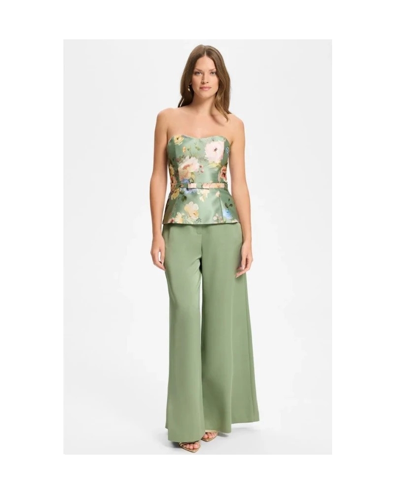 Swing Corset top with belt pistachio green/multi