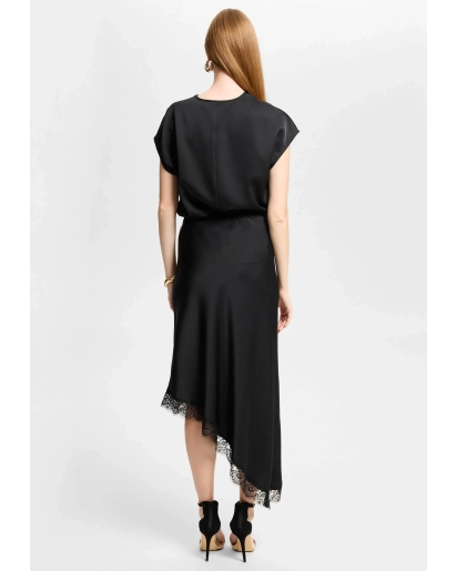 SWING Swing Satin skirt wtih asymmetrical lace