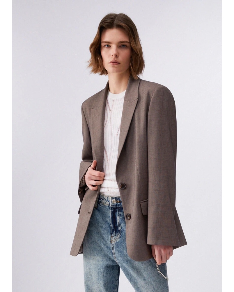 Liu Jo Oversized mélange blazer brown pepe melange