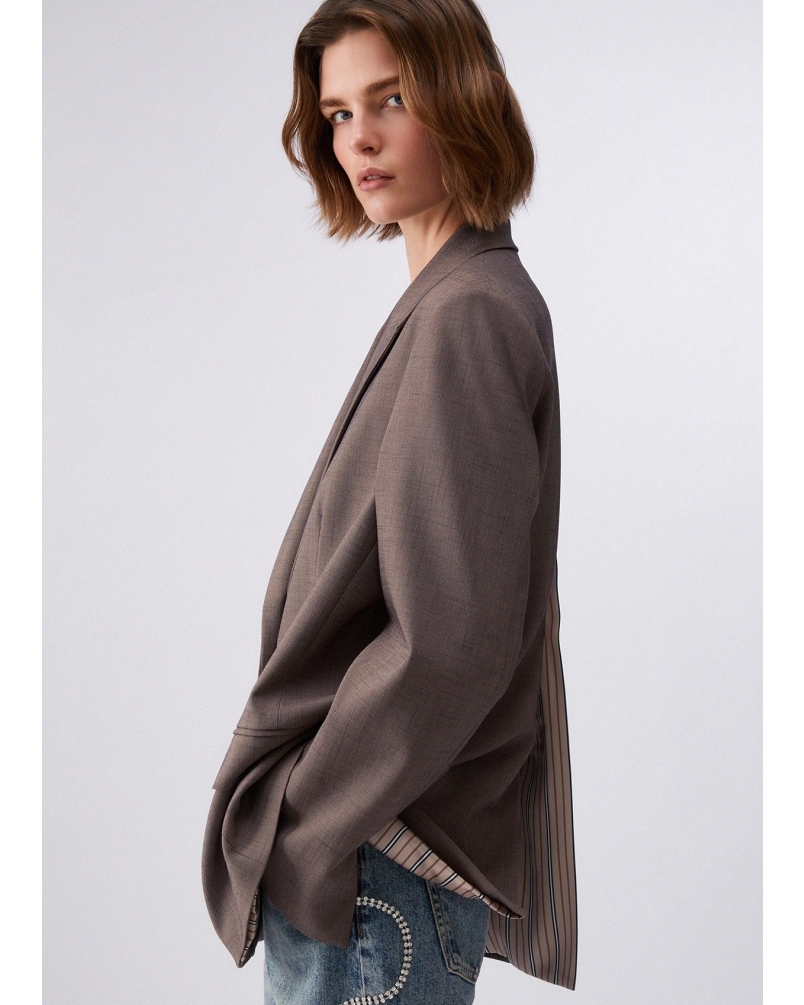 Liu Jo Oversized mélange blazer brown pepe melange